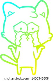 cold gradient line drawing of a cartoon cat