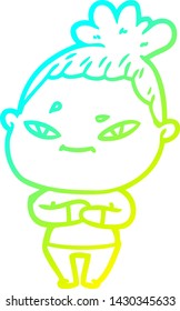 dibujo de línea de gradiente frío de una mujer caricaturista