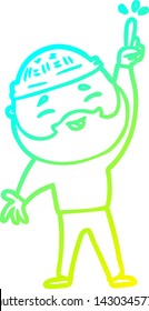 dibujo de línea de gradiente frío de un hombre barbudo feliz