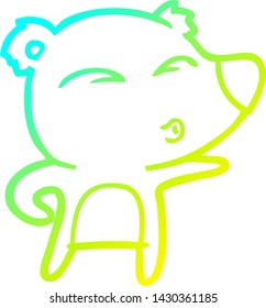 cold gradient line drawing of a cartoon explaining polar bear