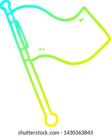 dibujo de línea de degradado frío de una bandera blanca de dibujos animados ondeando