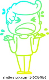 dibujo de una línea de degradado frío de un hombre que grita una caricatura
