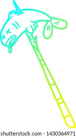 dibujo de línea de gradiente frío de un pez caricatura lanzado
