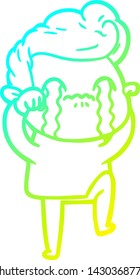 linha de gradiente frio desenho de um homem de desenho animado chorando
