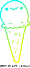 desenho de linha de gradiente frio de um sorvete de desenho animado