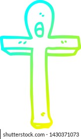 cold gradient line drawing of a cartoon ankh symbol