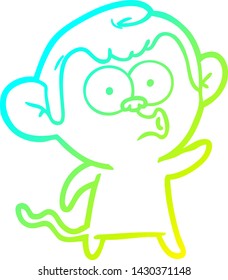 cold gradient line drawing of a cartoon hooting monkey