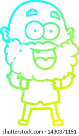cold gradient line drawing of a cartoon crazy happy man with beard