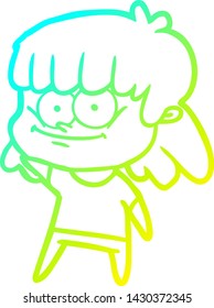dibujo de línea de gradiente frío de una niña caricaturista sonriendo