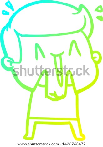cold gradient line drawing of a cartoon excited man