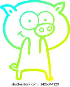 kalte Farbverlauf-Zeichnung eines fröhlichen Schweineschlachtkörpers