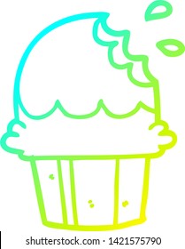cold gradient line drawing of a chocolate cupcake