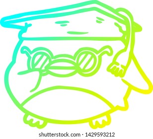 cold gradient line drawing of a clever old owl