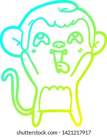 cold gradient line drawing of a crazy cartoon monkey
