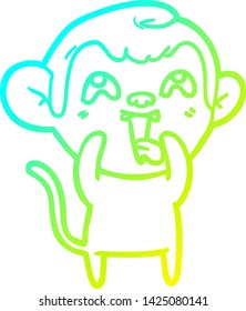cold gradient line drawing of a crazy cartoon monkey