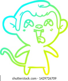 cold gradient line drawing of a crazy cartoon monkey