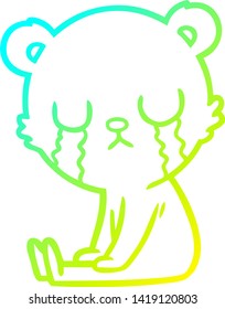 cold gradient line drawing of a crying polar bear cartoon