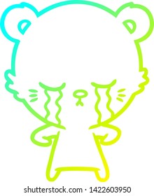 cold gradient line drawing of a crying cartoon polarbear