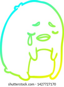 cold gradient line drawing of a crying penguin