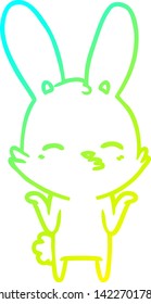 cold gradient line drawing of a curious bunny cartoon