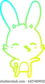 cold gradient line drawing of a curious bunny cartoon