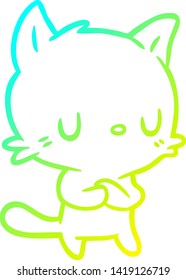 dibujo de línea de degradado frío de un gato lindo de dibujos animados