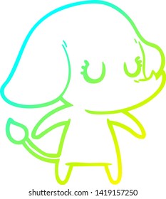 cold gradient line drawing of a cute cartoon elephant