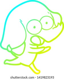 desenho de linha de gradiente frio de um elefante de desenho animado bonito