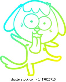 cold gradient line drawing of a cute cartoon dog