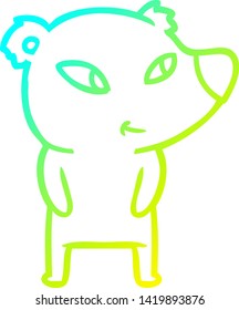 cold gradient line drawing of a cute cartoon bear