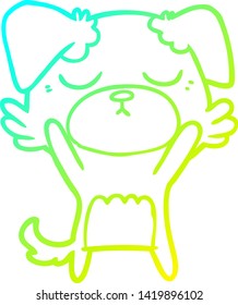 dibujo de línea de gradiente frío de un perro de dibujos animados lindo
