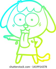 cold gradient line drawing of a cute cartoon dog