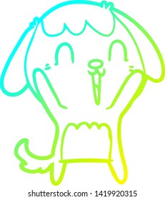 cold gradient line drawing of a cute cartoon dog crying