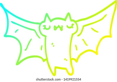 cold gradient line drawing of a cute cartoon halloween bat