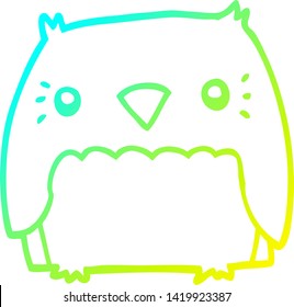 cold gradient line drawing of a cute cartoon owl