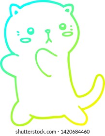 kalte Farbverlauf-Linienzeichnung einer süßen Cartoon-Katze