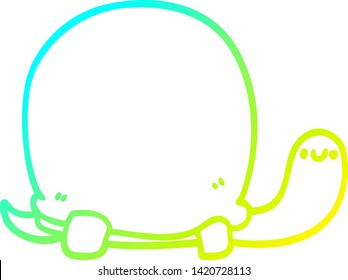 cold gradient line drawing of a cute cartoon tortoise