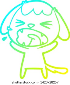 cold gradient line drawing of a cute cartoon dog barking