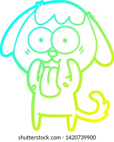 cold gradient line drawing of a cute cartoon dog