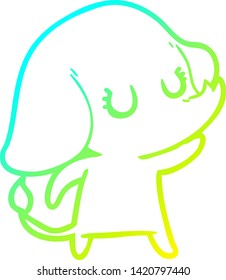 cold gradient line drawing of a cute cartoon elephant