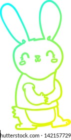 cold gradient line drawing of a cute cartoon rabbit
