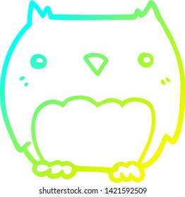 dibujo de línea de gradiente frío de un búho de dibujos animados lindo