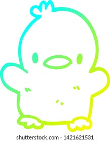 cold gradient line drawing of a cute cartoon chick