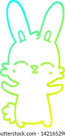 cold gradient line drawing of a cute cartoon rabbit