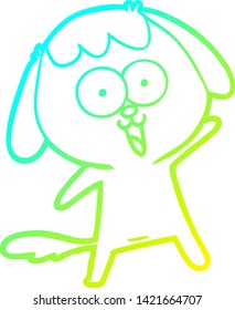 dibujo de línea de gradiente frío de un perro de dibujos animados lindo
