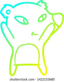 dibujo de línea de gradiente frío de un oso de dibujos animados lindo