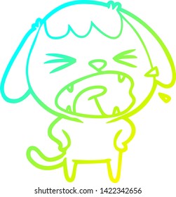 cold gradient line drawing of a cute cartoon dog barking