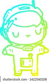 cold gradient line drawing of a cute astronaut