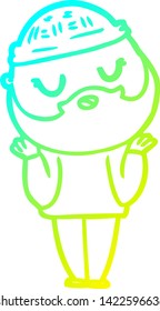 dibujo de una línea de gradiente frío de un tierno caricaturista con barba
