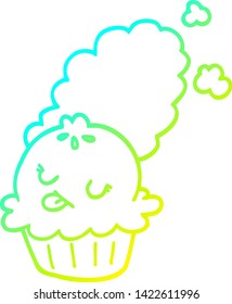desenho de linha de gradiente frio de uma torta de desenho animado bonito